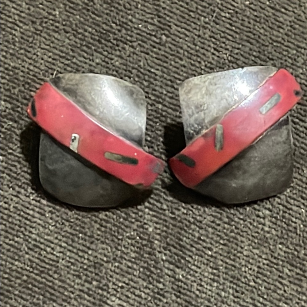 ADK Sterling GEOMETRIC EARRINGS real solid Silver Fine Art Jewelry 1940s Vintage